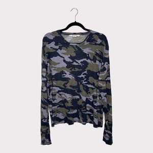 Zadig & Vadig Hector Camo-Print Linen T-Shirt Size XL Fern Green